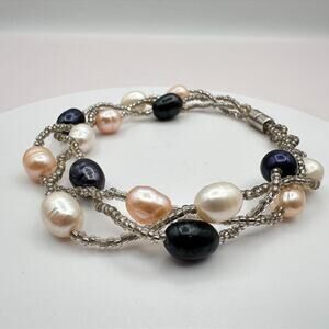 Vintage Y2K Multi-Strand Pearl Seed Beaded Bracelet Boho Women's Classic Jewelry
